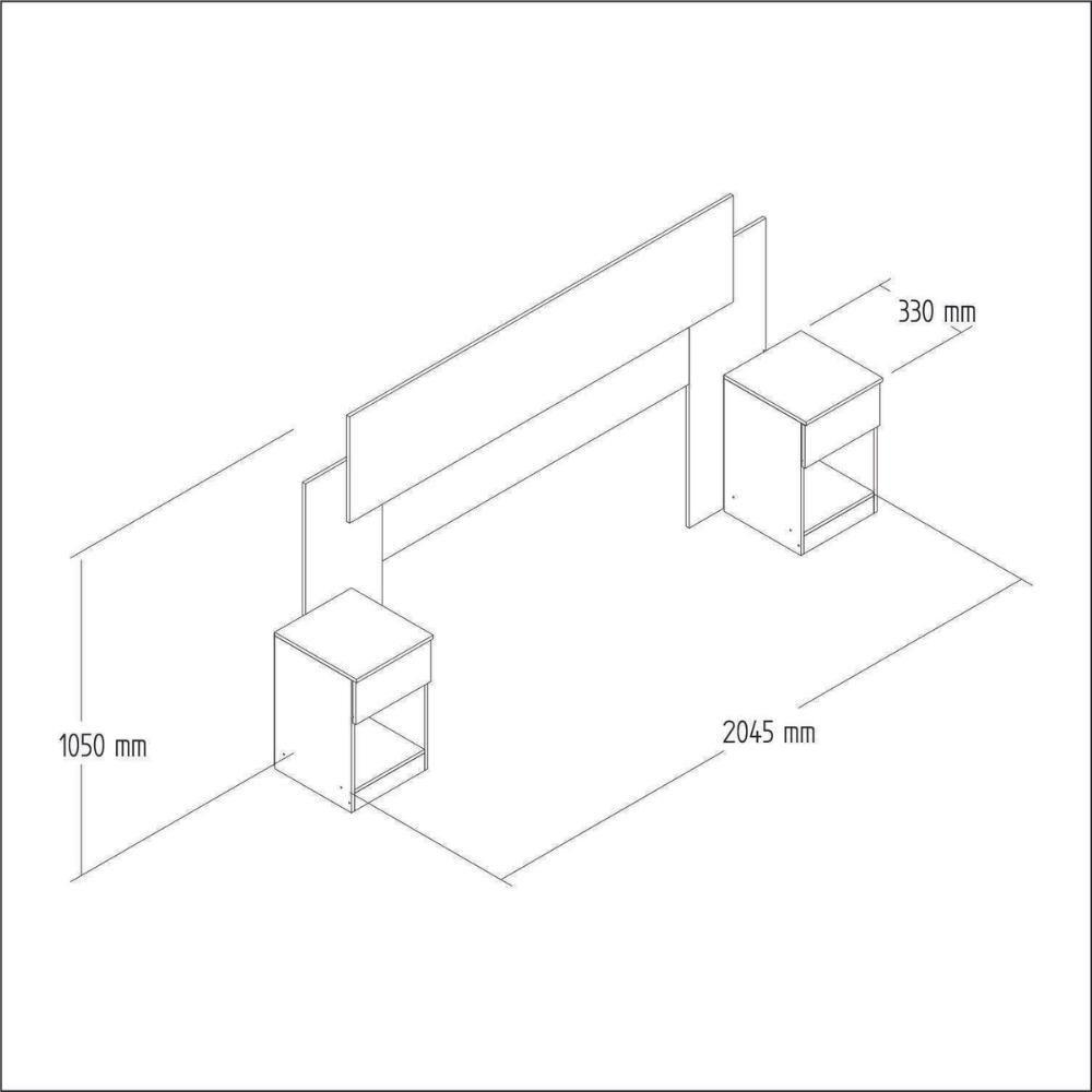 Cabeceira Com 2 Mesas De Apoio Garnet Decibal Branco - 4