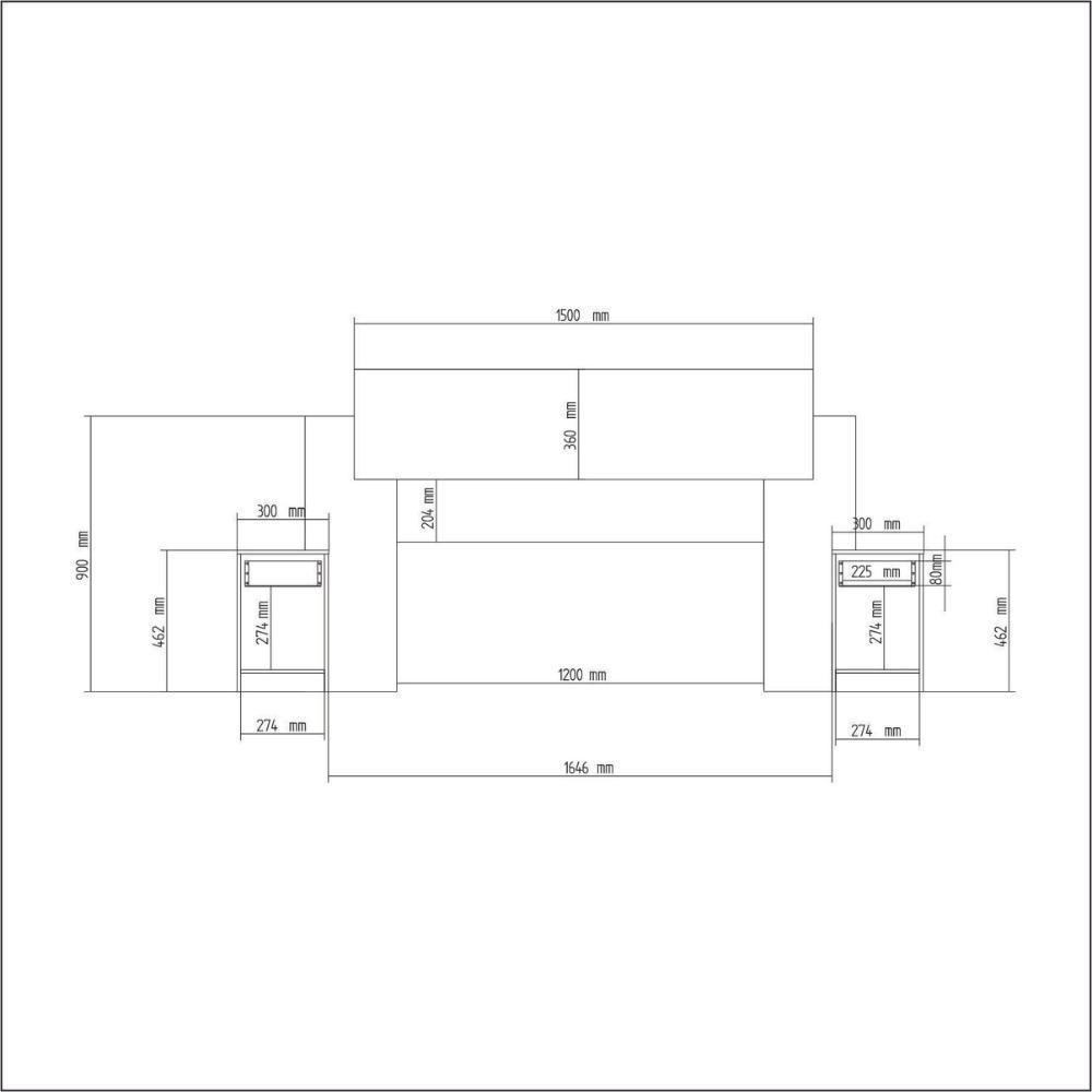 Cabeceira Com 2 Mesas De Apoio Garnet Decibal Branco - 5
