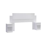 Cabeceira Com 2 Mesas De Apoio Garnet Decibal Branco - 2
