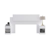 Cabeceira Com 2 Mesas De Apoio Garnet Decibal Branco - 3