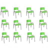 Kit 12 Cadeira Iso Infantil Creche, Escola Base Cinza Verde Claro - 1