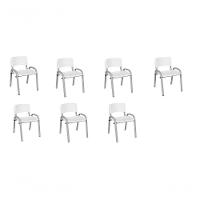 Kit 7 Cadeira Iso Infantil Creche, Escola Base Cinza Branco - 1