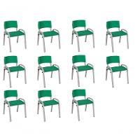 Kit 11 Cadeira Iso Infantil Creche, Escola Base Cinza Verde Escuro - 1