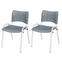 Cadeira Iso Base Branco Escola, Escritório Cinza - Kit 2 Un - 1