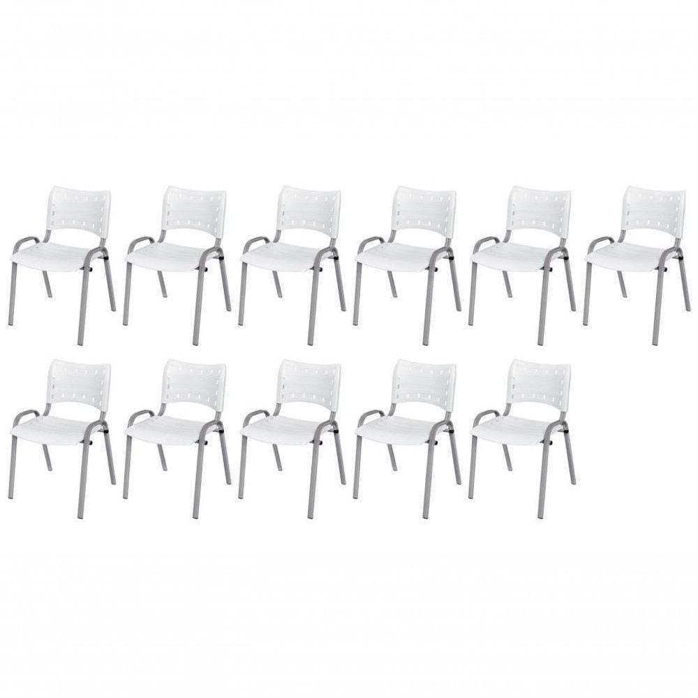 Cadeira Iso Base Cinza Escola, Escritório Branco Kit 11 Un - 1