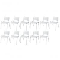 Cadeira Iso Base Branco Escola, Escritório Branco Kit 11 Un - 1