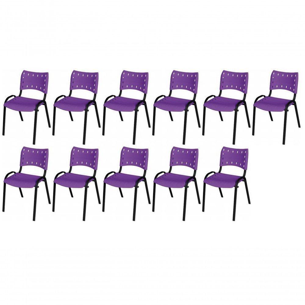 Cadeira Iso Base Preto Escola, Escritório Violeta Kit 11 Un - 1