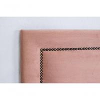 Cabeceira Casal Reta Luxo 140x60 Veludo Rosê - Tachas Fumê