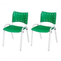 Cadeira Iso Base Branco Escola, Escritório Verde - Kit 2 Un - 1