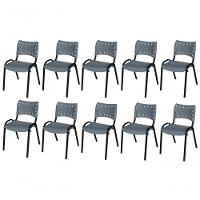 Cadeira Iso Base Preto Escola, Escritório Cinza - Kit 10 Un - 1