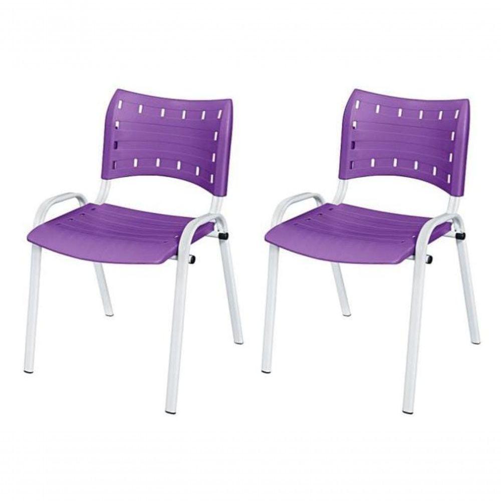 Cadeira Iso Base Branco Escola, Escritório Violeta Kit 2 Un - 1