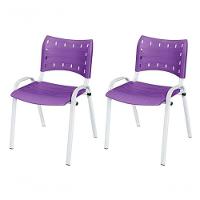 Cadeira Iso Base Branco Escola, Escritório Violeta Kit 2 Un - 1