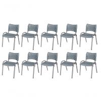 Cadeira Iso Base Cinza Escola, Escritório Cinza Kit 10 Un - 1