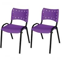 Cadeira Iso Base Preto Escola, Escritório Violeta - Kit 2 Un - 1