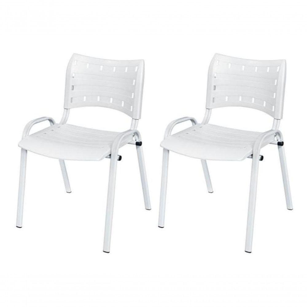Cadeira Iso Base Branco Escola, Escritório Branco - Kit 2 Un - 1