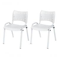 Cadeira Iso Base Branco Escola, Escritório Branco - Kit 2 Un - 1