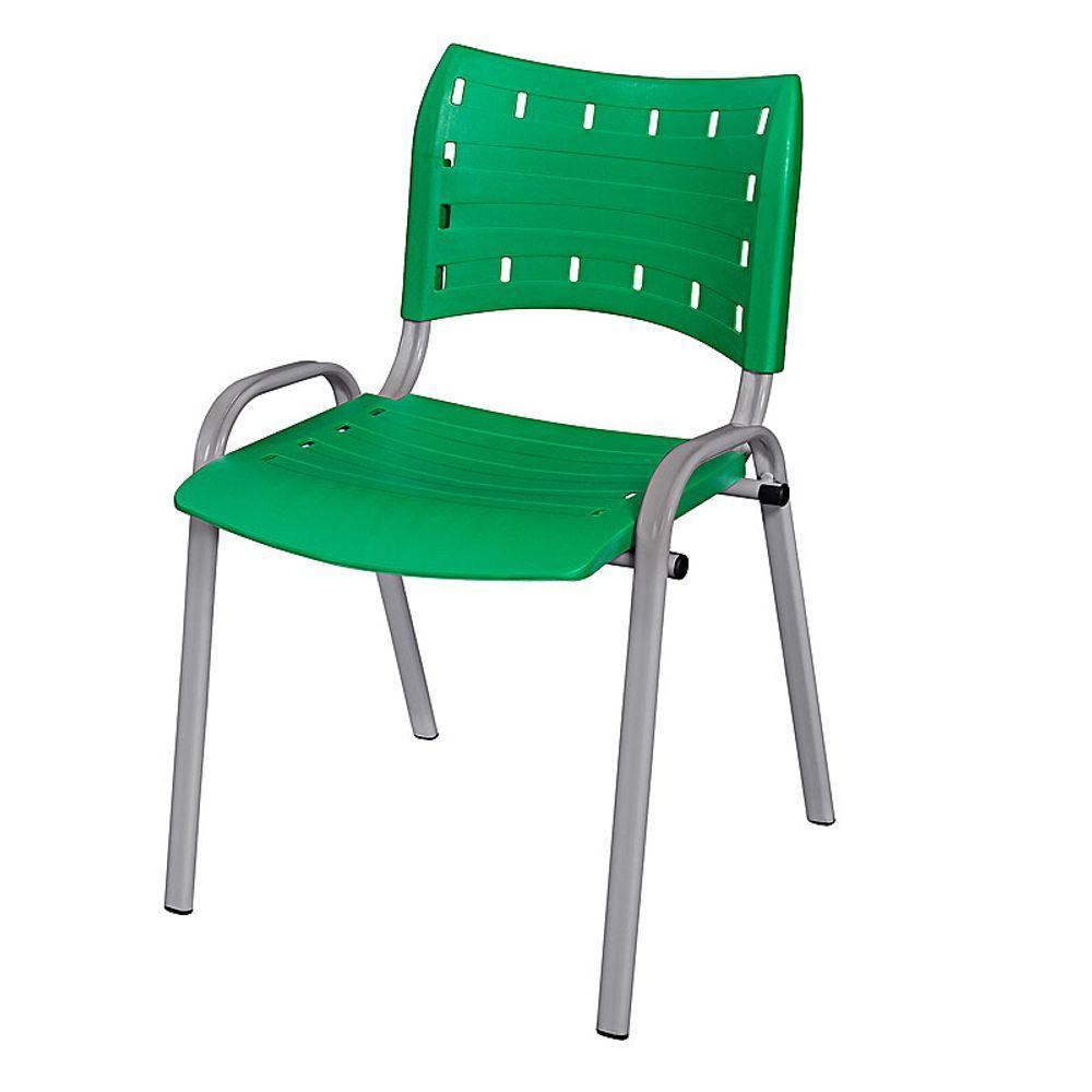 Cadeira Iso Base Cinza Escola, Escritório Verde Kit 10 Un - 2