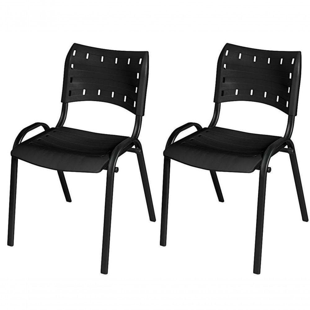 Cadeira Iso Base Preto Escola, Escritório Preto - Kit 2 Un - 1