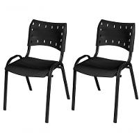 Cadeira Iso Base Preto Escola, Escritório Preto - Kit 2 Un - 1