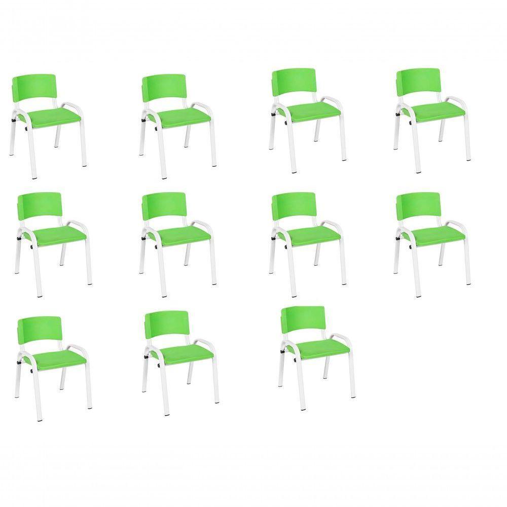Kit 11 Cadeira Iso Infantil Creche, Escola Base Branco Verde Claro - 1