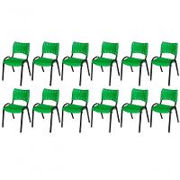 Cadeira Iso Base Preto Escola, Escritório Verde - Kit 12 Un - 1