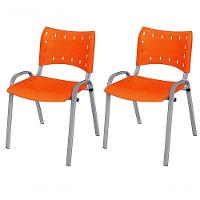 Cadeira Iso Base Cinza Escola, Escritório Laranja - Kit 2 Un - 1