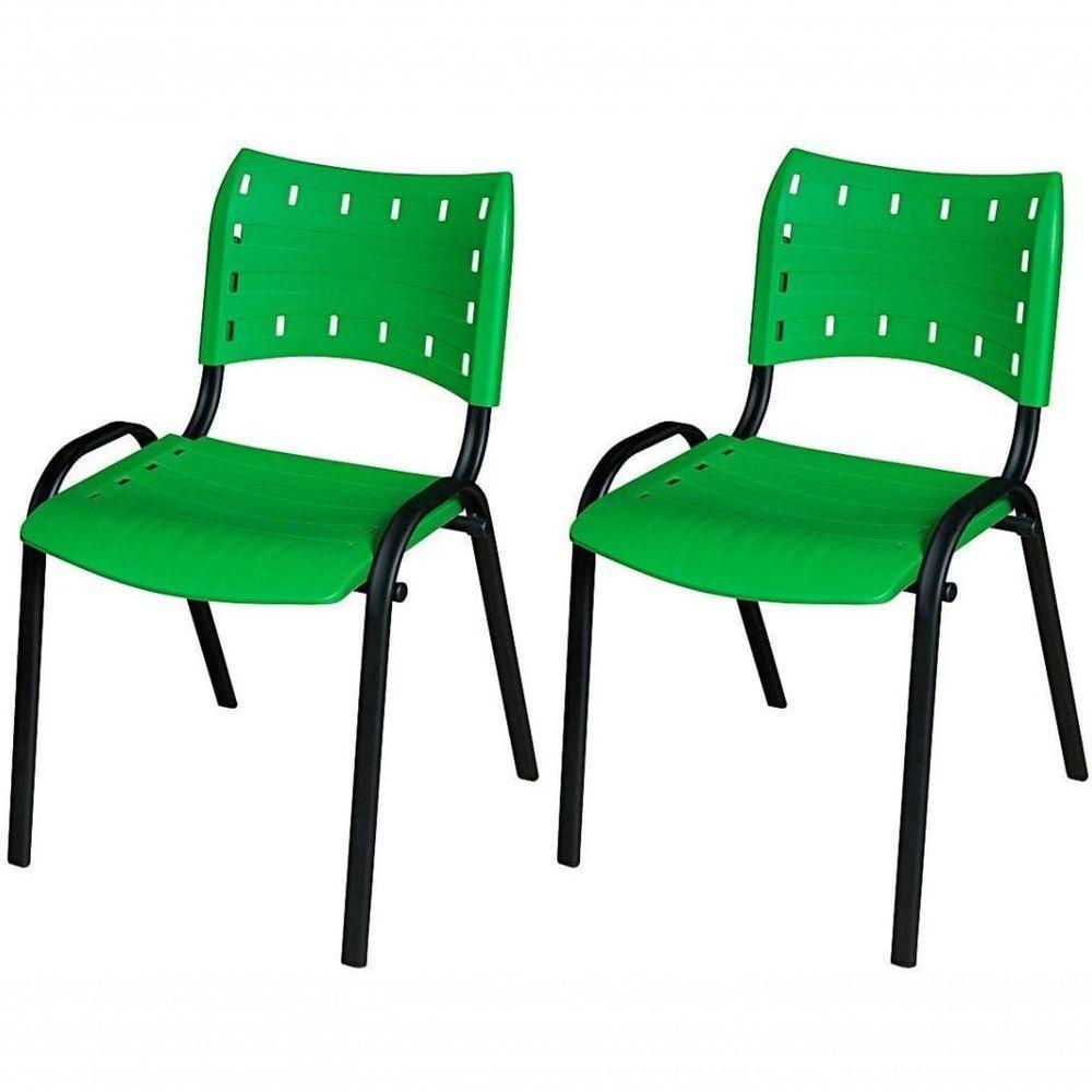 Cadeira Iso Base Preto Escola, Escritório Verde - Kit 2 Un - 1