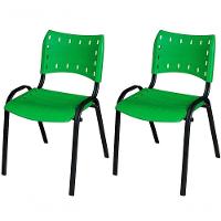 Cadeira Iso Base Preto Escola, Escritório Verde - Kit 2 Un - 1