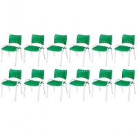 Cadeira Iso Base Branco Escola, Escritório Verde Kit 12 Un - 1