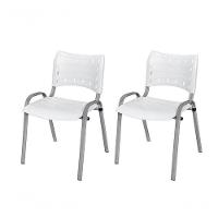 Cadeira Iso Base Cinza Escola, Escritório Branco - Kit 2 Un - 1