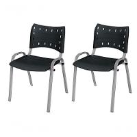 Cadeira Iso Base Cinza Escola, Escritório Preto - Kit 2 Un - 1