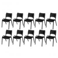 Cadeira Iso Base Preto Escola, Escritório Preto - Kit 10 Un - 1
