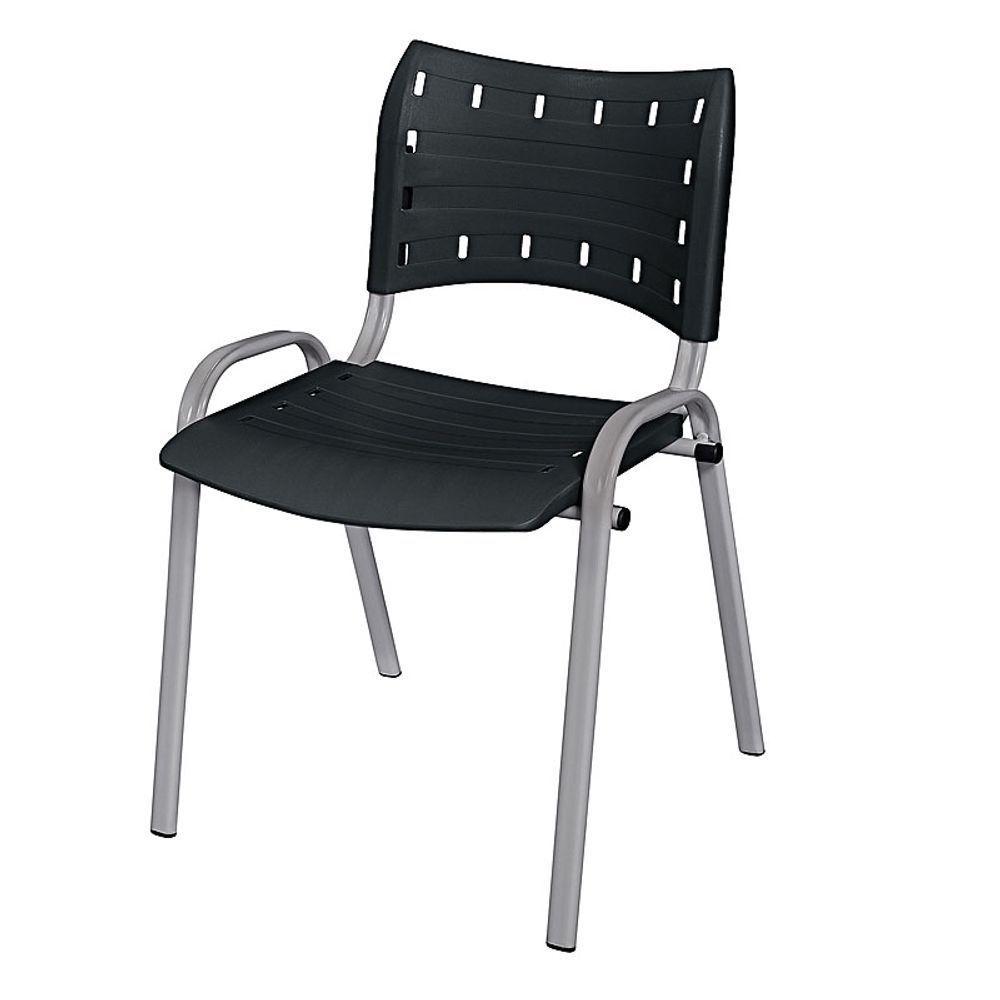 Cadeira Iso Base Cinza Escola, Escritório Preto Kit 12 Un - 2