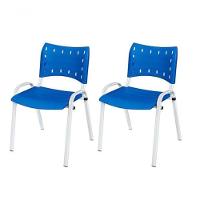 Cadeira Iso Base Branco Escola, Escritório Azul - Kit 2 Un - 1