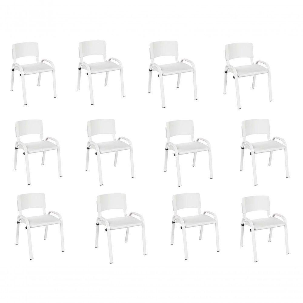 Kit 12 Cadeira Iso Infantil Creche, Escola Base Branco Branco - 1
