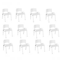 Kit 12 Cadeira Iso Infantil Creche, Escola Base Branco Branco - 1