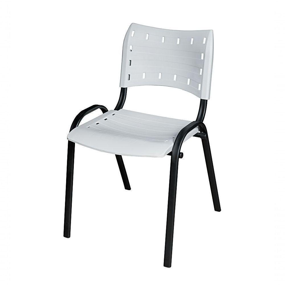 Cadeira Iso Base Preto Escola, Escritório Branco - Kit 12 Un - 2
