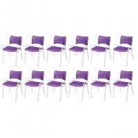Cadeira Iso Base Branco Escola, Escritório Violeta Kit 12 Un - 1