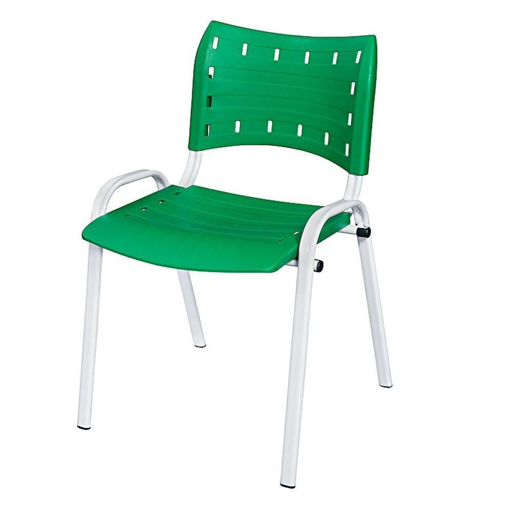 Cadeira Iso Base Branco Escola, Escritório Verde Kit 11 Un - 2