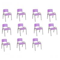 Kit 11 Cadeira Iso Infantil Creche, Escola Base Cinza Lilas - 1