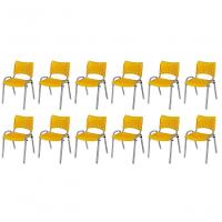 Cadeira Iso Base Cinza Escola, Escritório Amarelo Kit 12 Un - 1