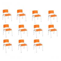 Kit 11 Cadeira Iso Infantil Creche, Escola Base Branco Laranja - 1