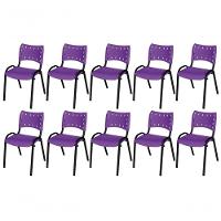 Cadeira Iso Base Preto Escola, Escritório Violeta Kit 10 Un - 1