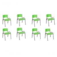 Kit 8 Cadeira Iso Infantil Creche, Escola Base Cinza Verde Claro - 1