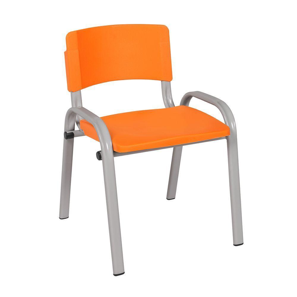 Kit 10 Cadeira Iso Infantil Creche, Escola Base Cinza Laranja - 2