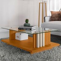 Mesa De Centro Com Detalhe Ripado Fire Z10 Off-cinamomo - Mpozenato - 2