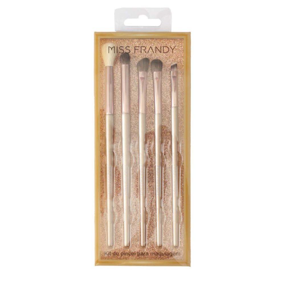 Kit Com 5 Pincéis De Maquiagem Linha Champagne - Miss Frandy Pm16-60228 Elegância E Funcionalidade - 1