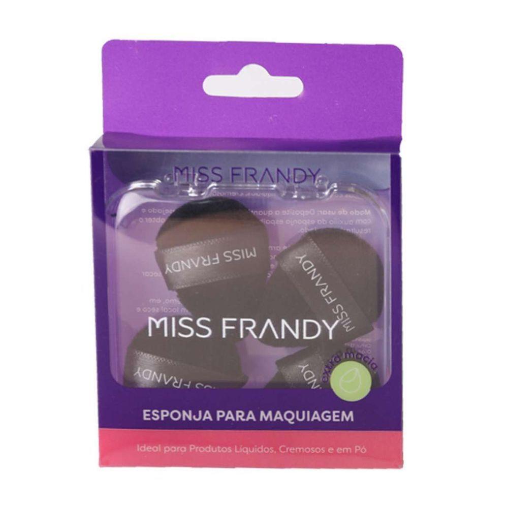 Kit 4 Esponjas Triangulares Mini Com Case - Miss Frandy E24-0521 Prático E Funcional - 1