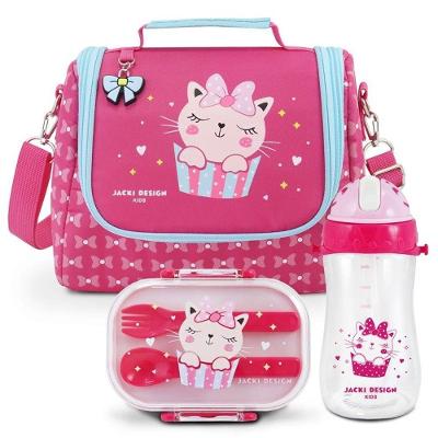 Conjunto Lancheira Térmica Com Garrafa 460ml E Pote P- Lanche De 2 Andares 400ml Pink