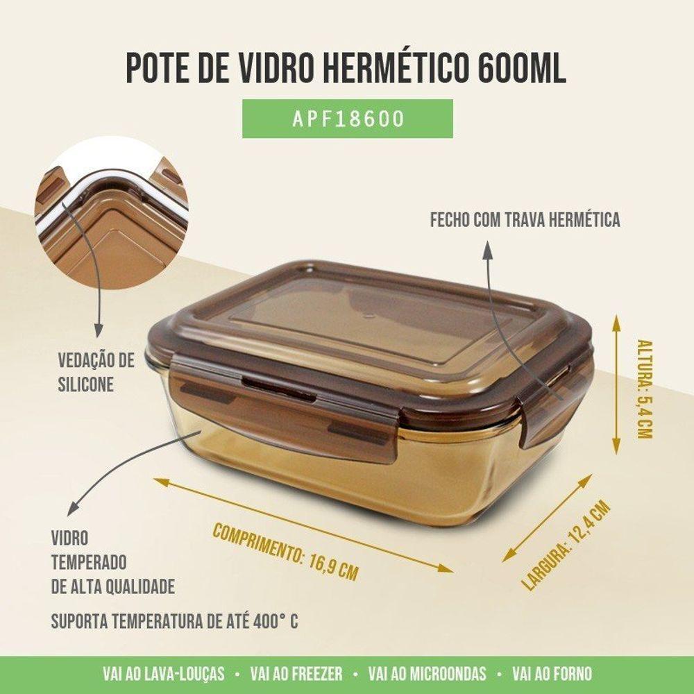 Kit Pote De Vidro Hermético De 3 Peças - Marrom Marrom - 7